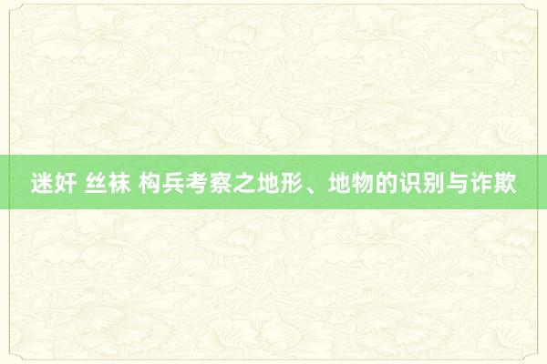 迷奸 丝袜 构兵考察之地形、地物的识别与诈欺