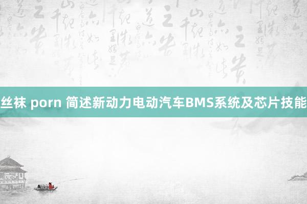 丝袜 porn 简述新动力电动汽车BMS系统及芯片技能