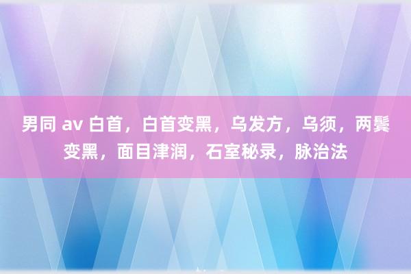 男同 av 白首，白首变黑，乌发方，乌须，两鬓变黑，面目津润，石室秘录，脉治法