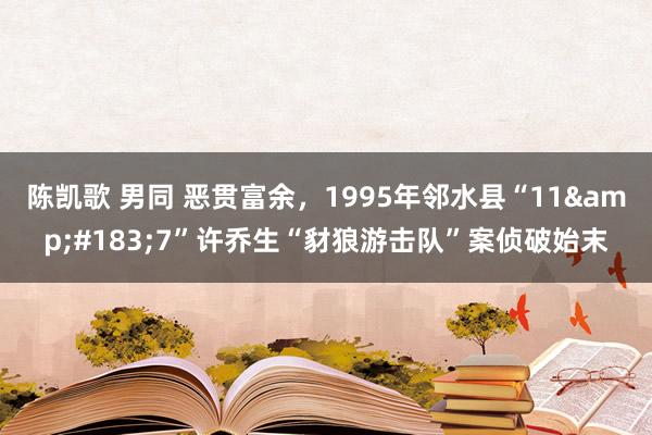 陈凯歌 男同 恶贯富余，1995年邻水县“11&#183;7”许乔生“豺狼游击队”案侦破始末
