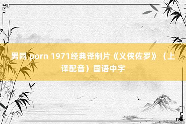 男同 porn 1971经典译制片《义侠佐罗》（上译配音）国语中字